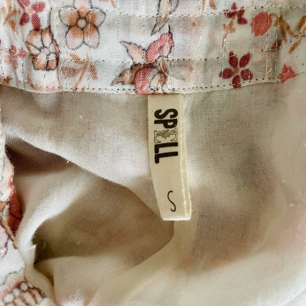 Spell Zahara Floral Pantsuit Jumpsuit Pink Cream Metallic Boho Festival S - Picture 10 of 12